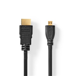 Nedis micro HDMI - HDMI kábel (micro HDMI dugó / HDMI dugó, 2 m, 4K@30Hz, 10,2 Gbps, fekete)