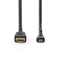 Nedis micro HDMI - HDMI kábel (micro HDMI dugó / HDMI dugó, 2 m, 4K@30Hz, 10,2 Gbps, fekete)