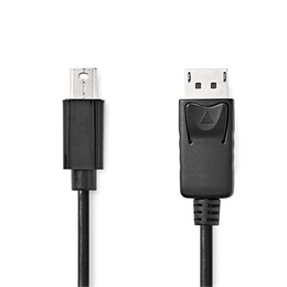 Nedis mini DisplayPort kábel (Mini DisplayPort dugó / DisplayPort dugó, 2 m, 21,6 Gbps, DisplayPort 1.2, 4K@60Hz, fekete