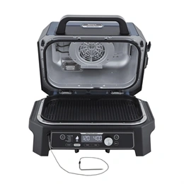 Ninja Woodfire Pro Connect XL elektromos grill és füstölő (1700 W, 7 funkció, 40-260 °C, beépített hőmérő, kék/fekete)