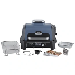 Ninja Woodfire Pro Connect XL elektromos grill és füstölő (1700 W, 7 funkció, 40-260 °C, beépített hőmérő, kék/fekete)