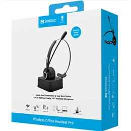 Sandberg Office Headset Pro bluetooth fejhallgató sztereo (v5.0, mikrofon, vezeték nélküli, 15 óra üzemidő, fekete)