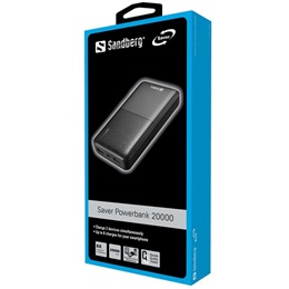 Sandberg Saver Powerbank 20000 hordozható akkumulátor (20000 mAh, Li-polymer, MicroUSB/USB-C bemenet, USB-C + 2× USB-A k