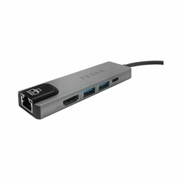 Tesla Device MP80 5in1 type-c hub (Gigabit LAN, 2x USB 3.0, HDMI 4K, USB-C PD, USB-C 3.1 Gen 2, szürke)