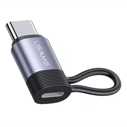 USAMS AU17 adapter (Lightning aljzat - type-c, prémium minőség, fekete)