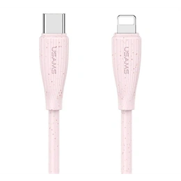 USAMS Green Series adatkábel (Type-C - lightning, 30W, gyorstöltés, 100cm, rózsaszín)